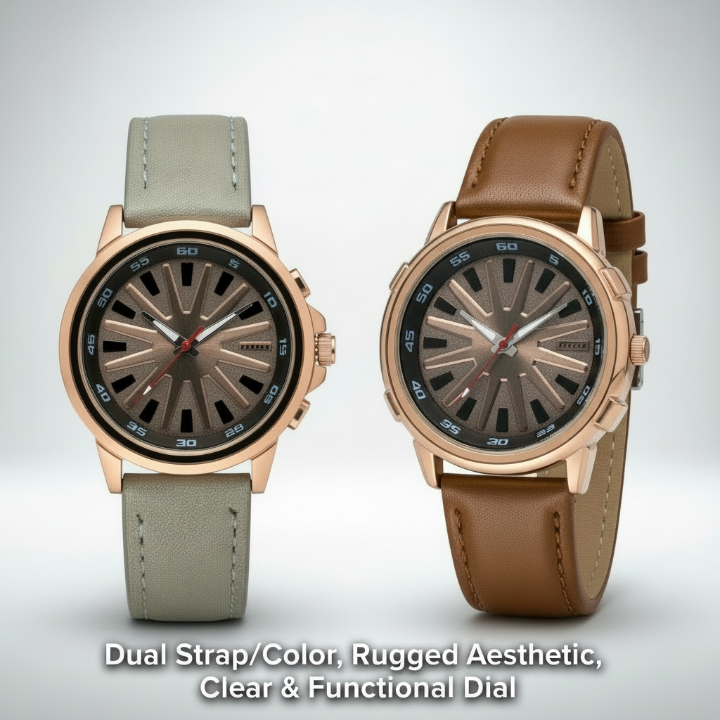 GearLine Dual Strap Gray & Brown Men Watch