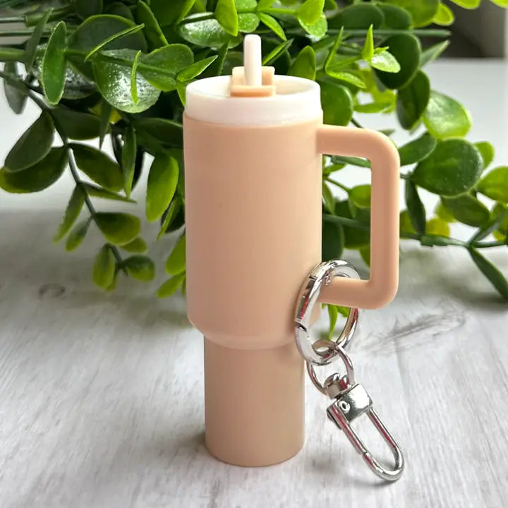 Mini Stanley Style Tumbler Keychain with Mini Storage