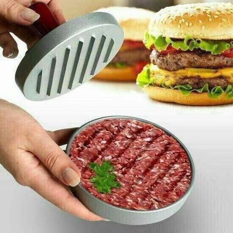 Non Stick Metal Patty Kabab Maker with Press and Wooden Handle Ideal for Perfect Burgers and Breakfast Pancakes Essential Kitchen Tool