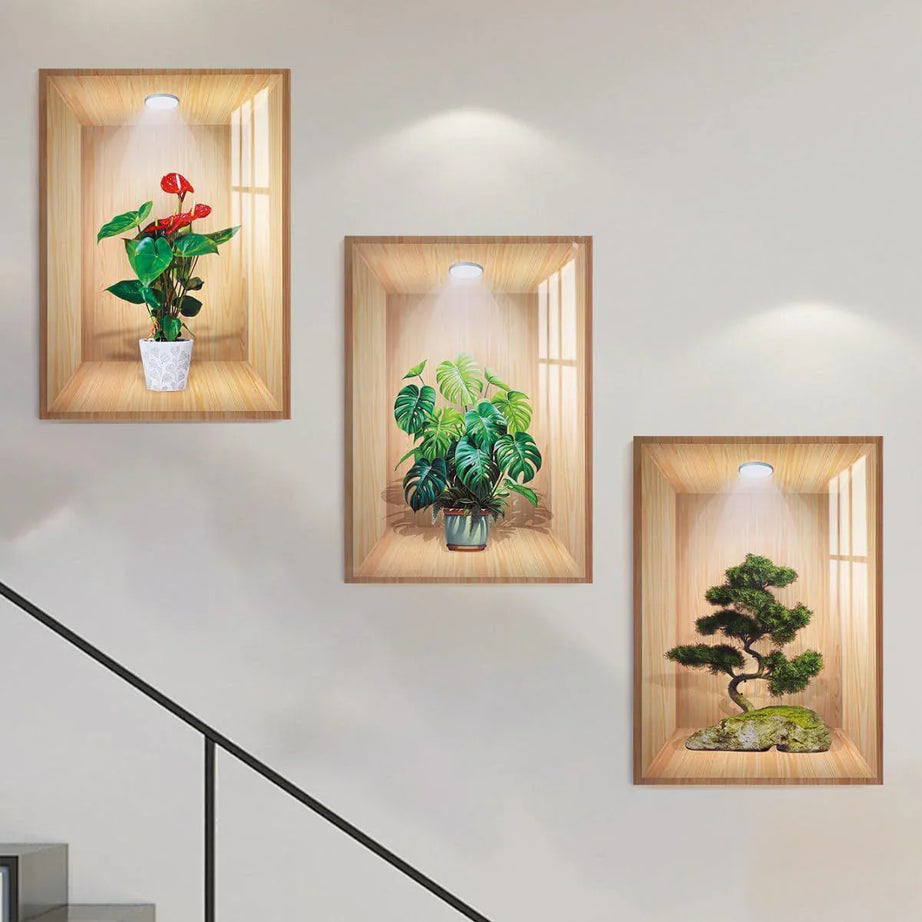 3D Plant Wall Stickers (Set of 3)