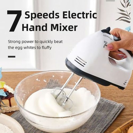 Imported Electric 7 Speed Hand Mixer with 4 Pieces Stainless Blender for Making Cake, Cream Mix, Food Blender and Beater for Kitchen