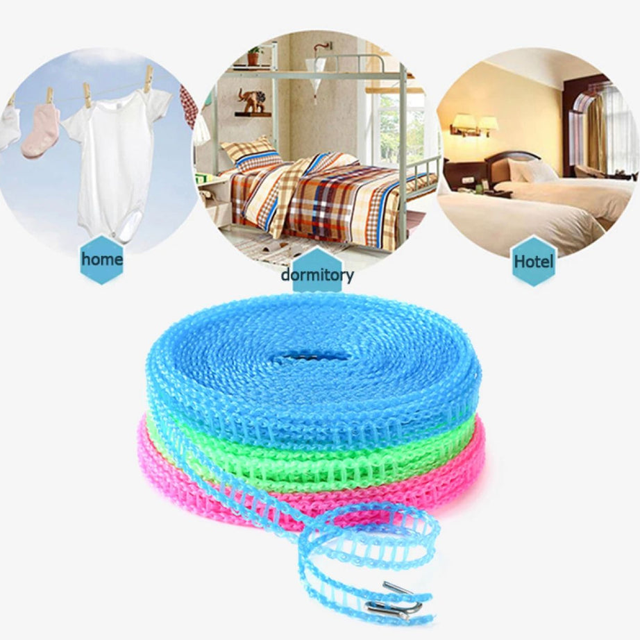 Buy 1 Get 2 Free Offer 3 Pcs Wind Proof Non Slip Nylon Hanging Drying Rope Clothes washing line with full size of 5 Meters in Rs 699