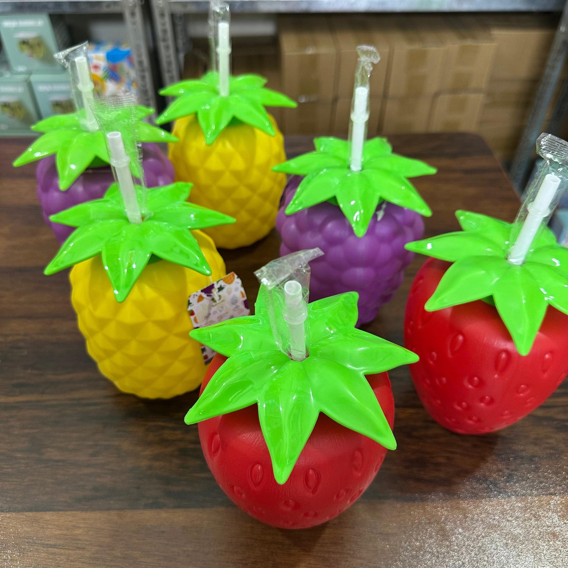 Buy 1 get 2 Free Offer Colourful Fruit Shape Juice Glass with White Straw