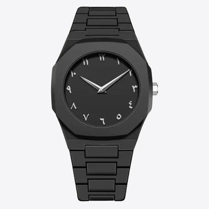 Arabic Aura Watch – Elegant Black Wristwatch with Arabic Numerals