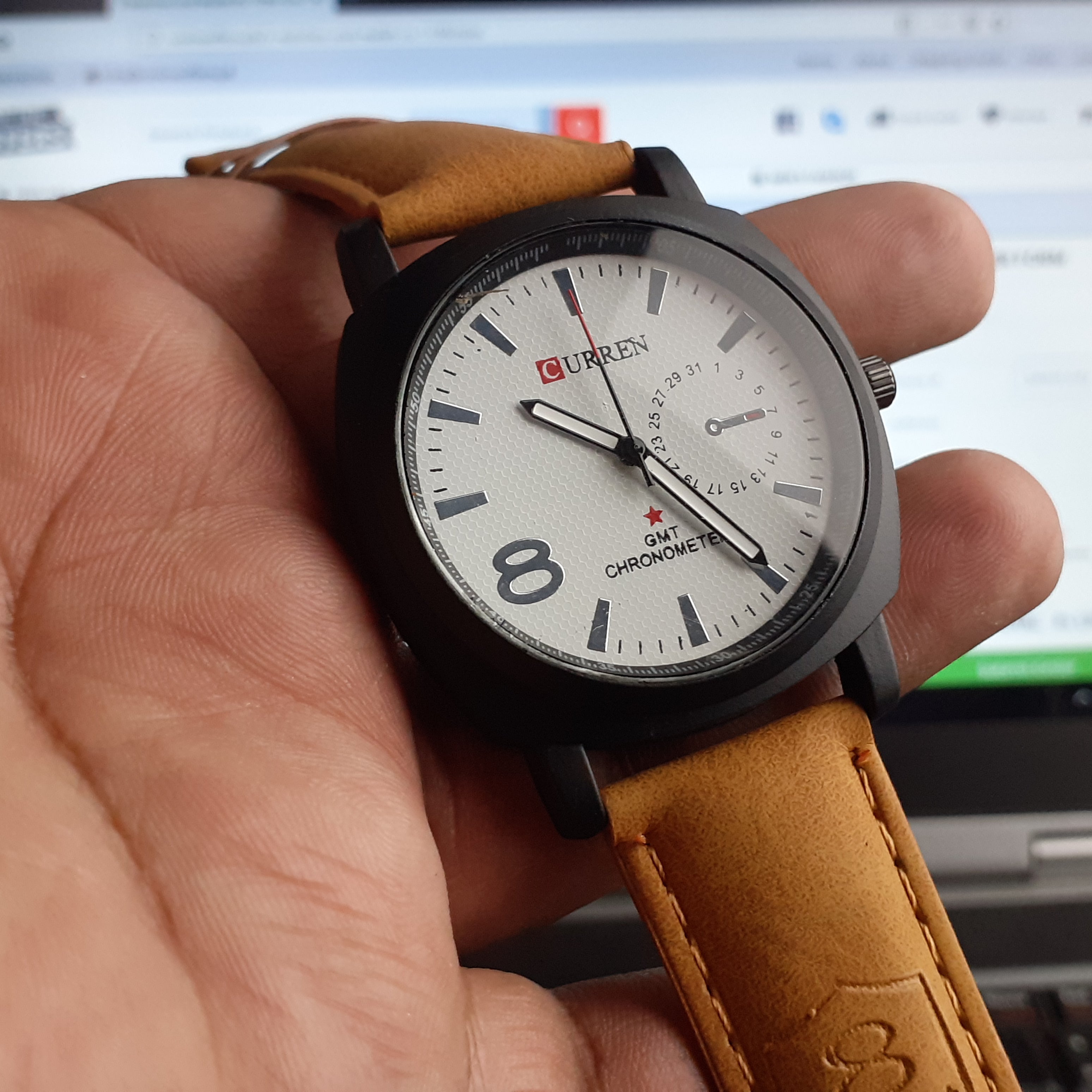 Brown Leather Strap Wrist Watch For Men