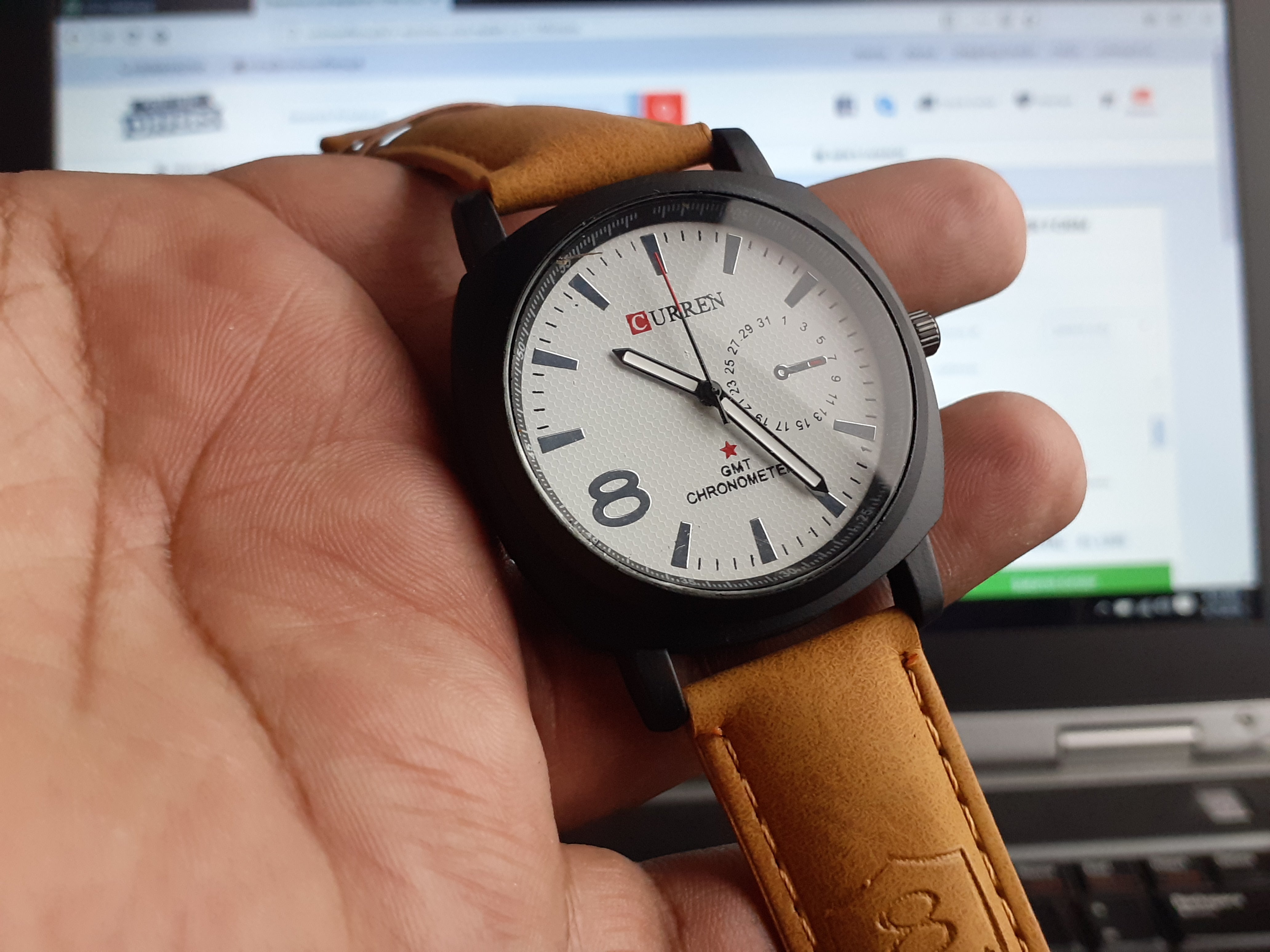 Brown Leather Strap Wrist Watch For Men