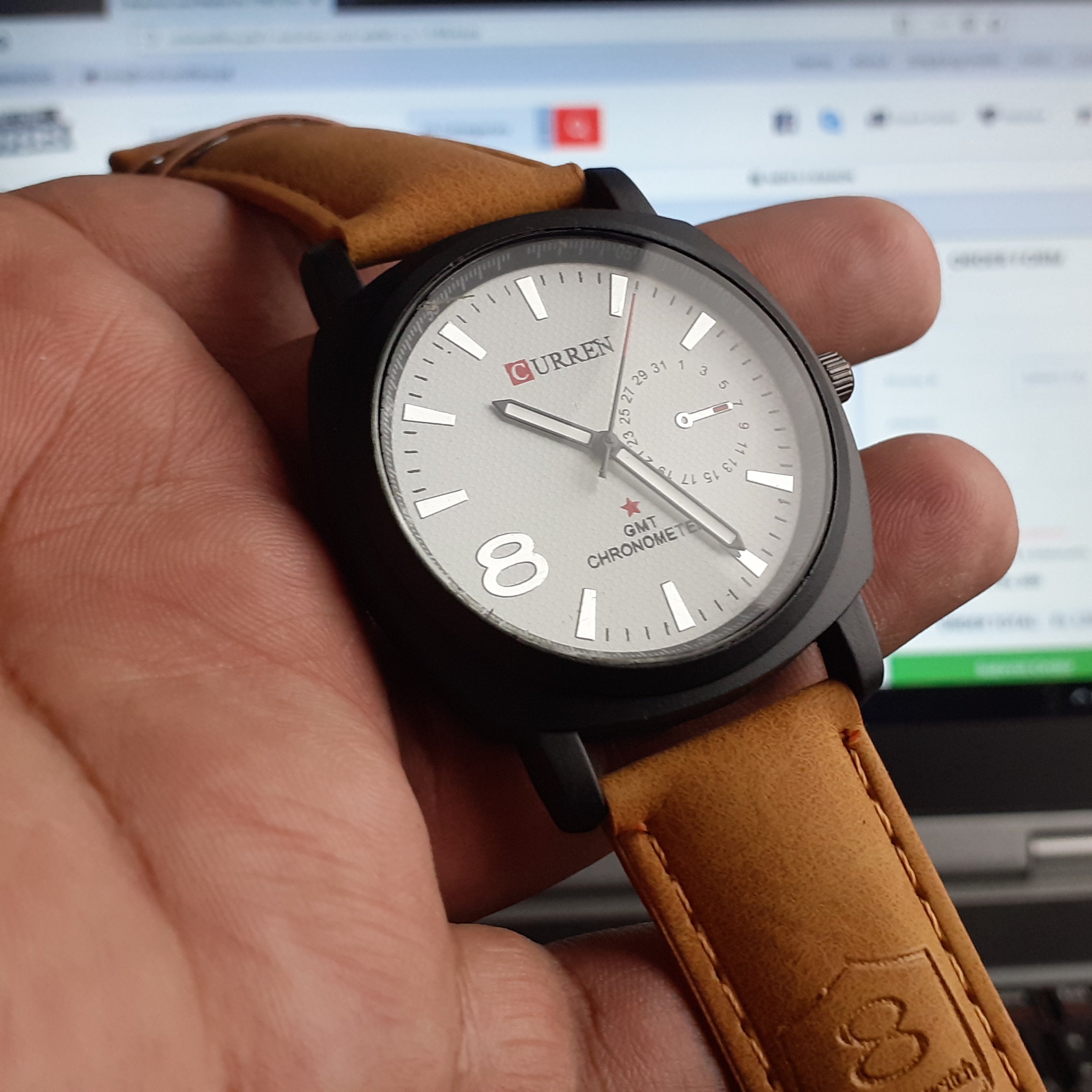 Brown Leather Strap Wrist Watch For Men