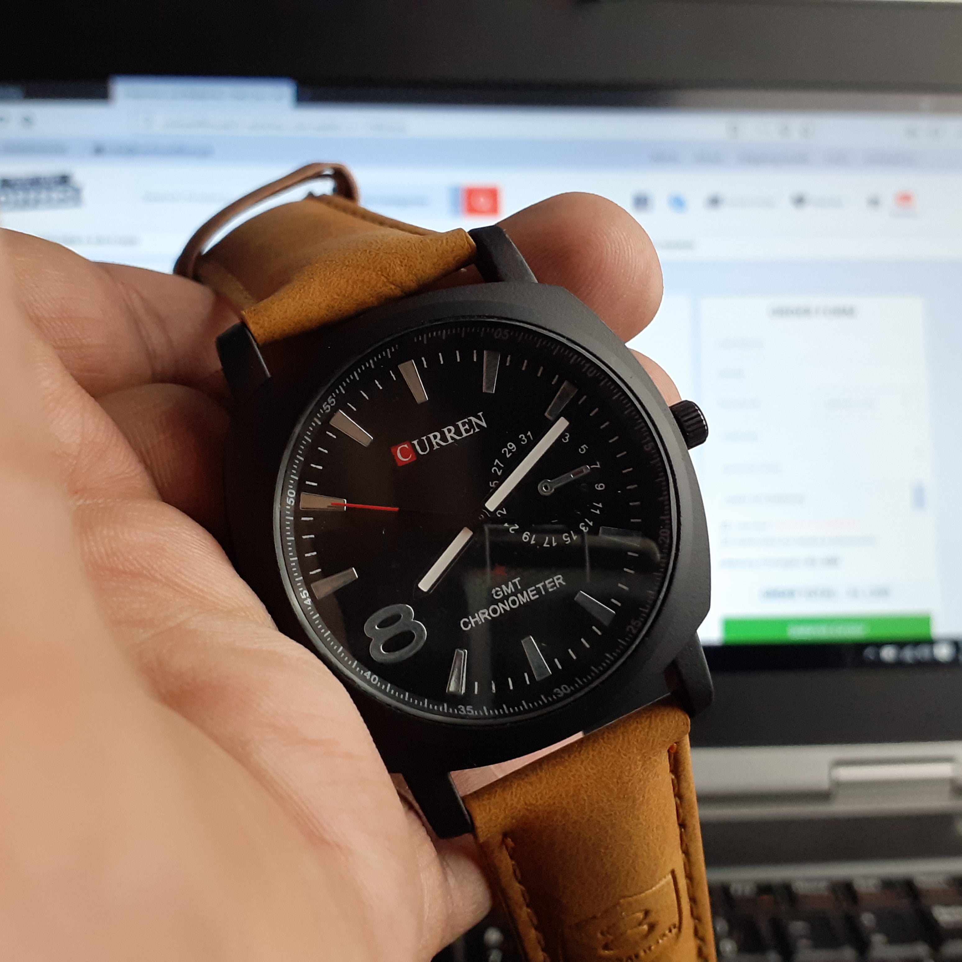 Brown Leather Strap Wrist Watch For Men