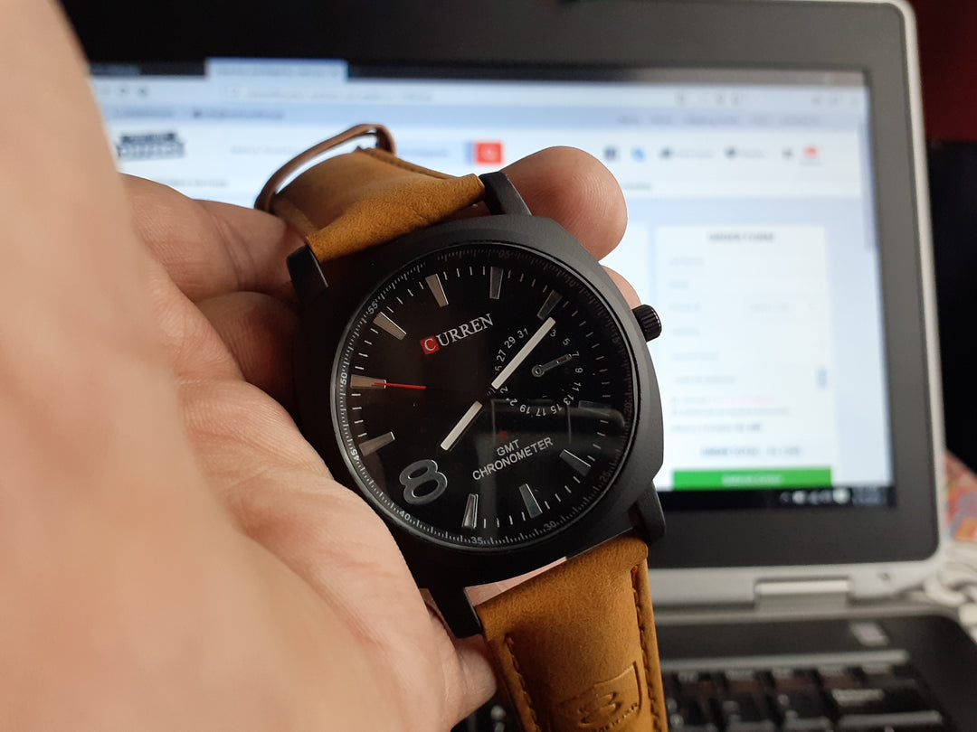 Brown Leather Strap Wrist Watch For Men