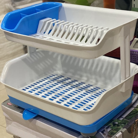 Portable Master Plastic Double Layer Utensils Dish Drainer Plate Stand Storage Organizer Rack with Box For Kitchen