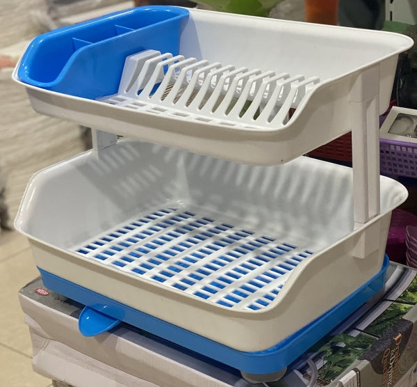 Portable Master Plastic Double Layer Utensils Dish Drainer Plate Stand Storage Organizer Rack with Box For Kitchen