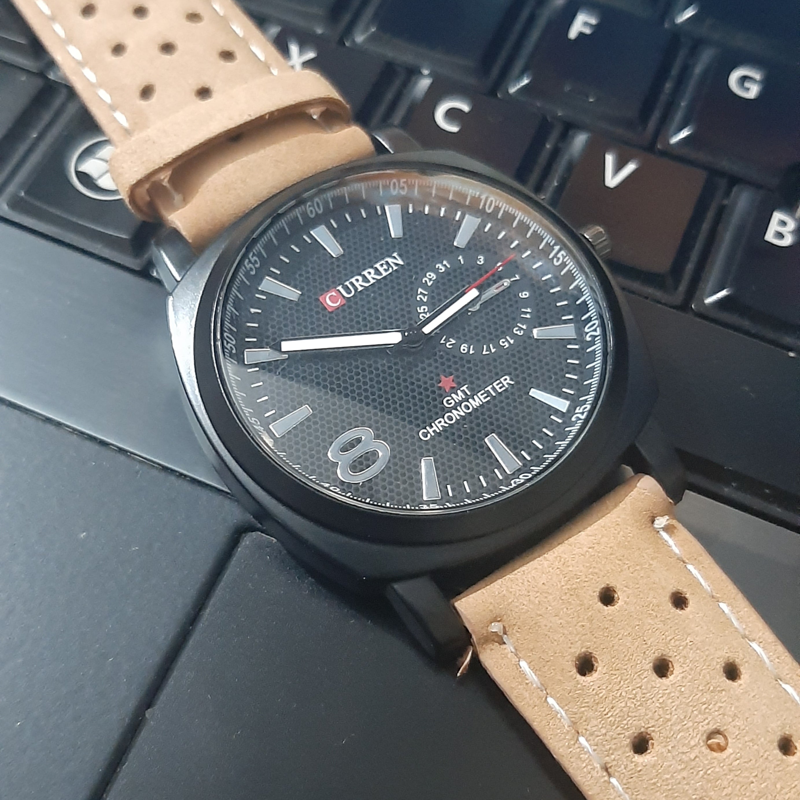 Brown Leather Strap Wrist Watch For Men