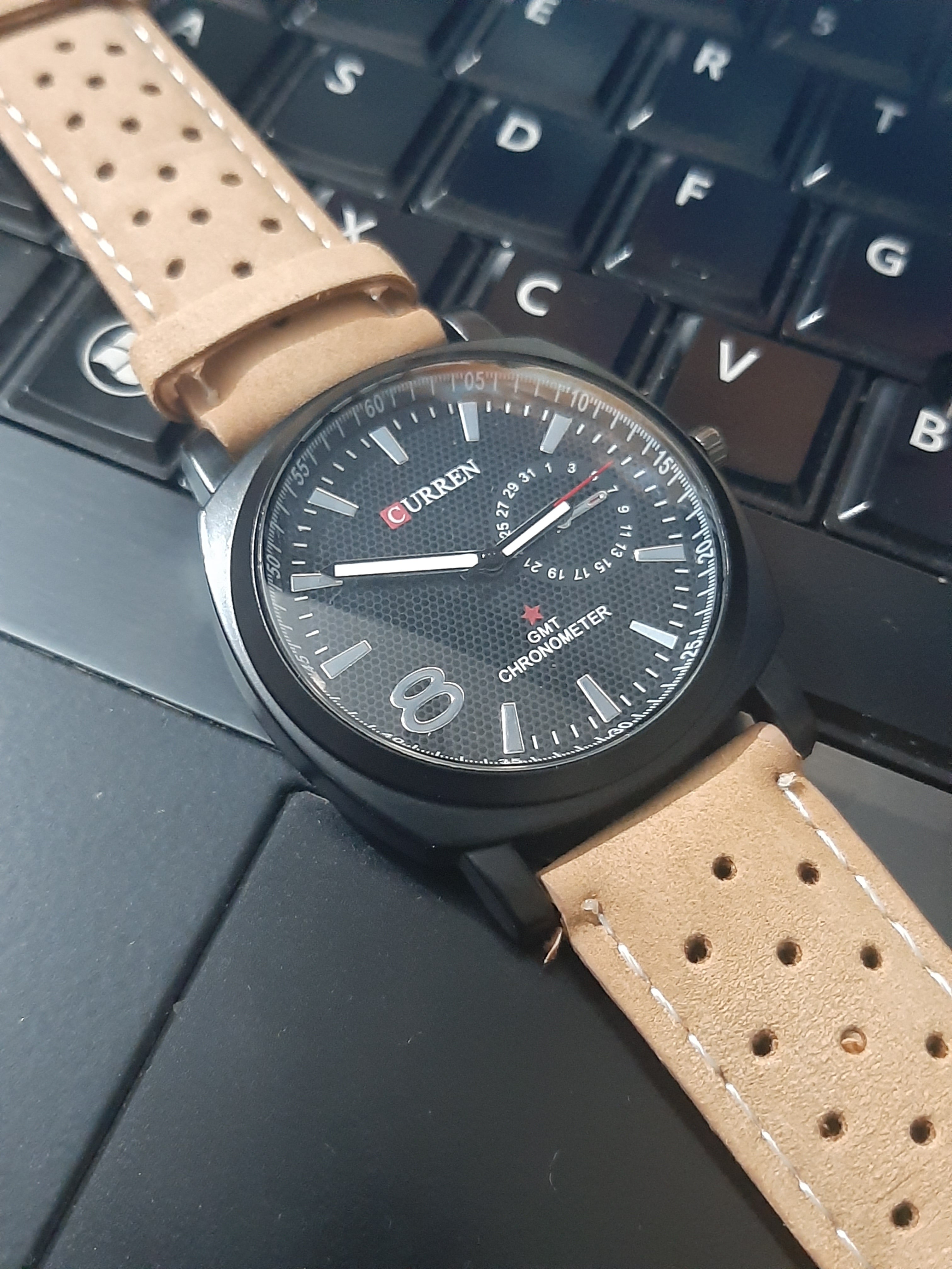 Brown Leather Strap Wrist Watch For Men