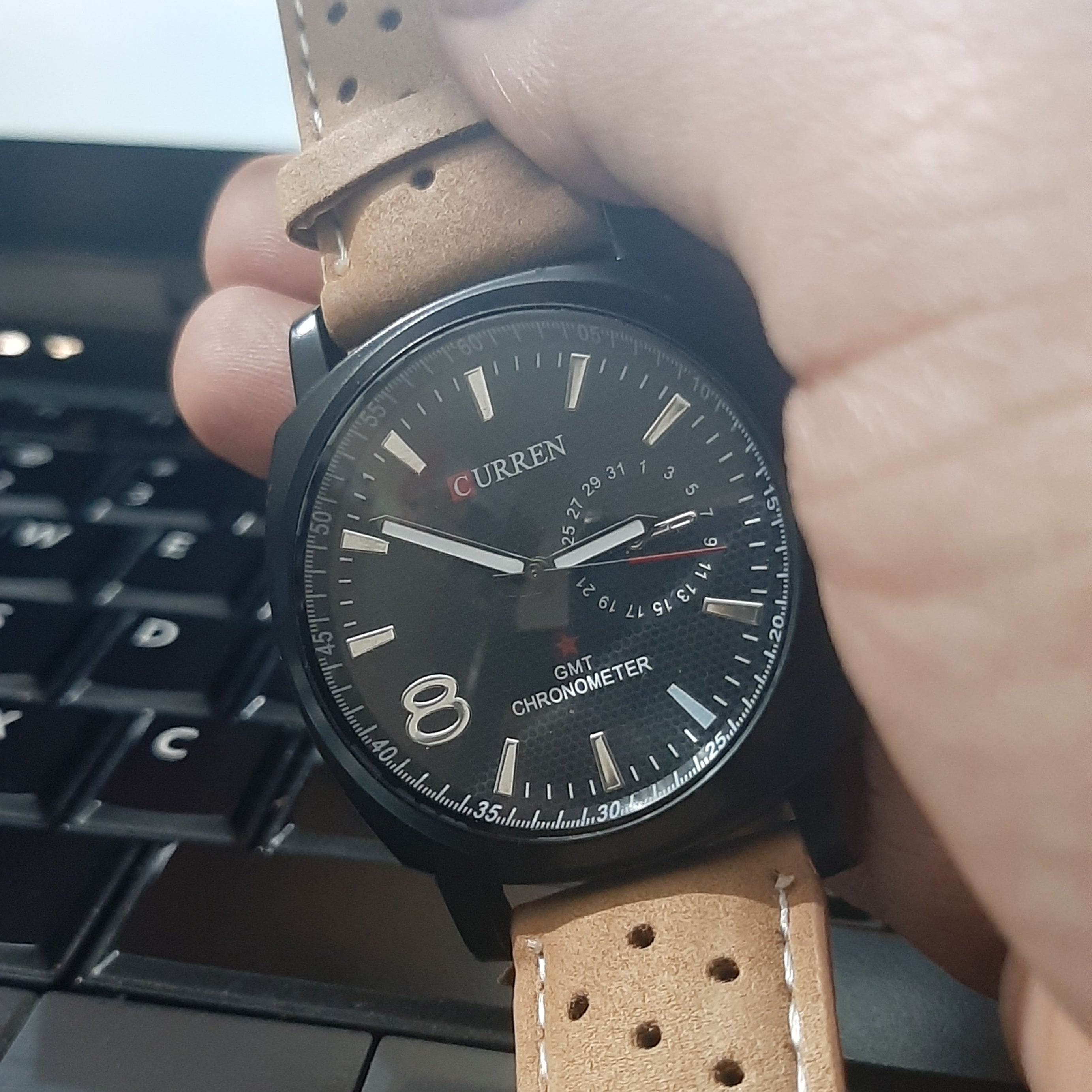 Brown Leather Strap Wrist Watch For Men