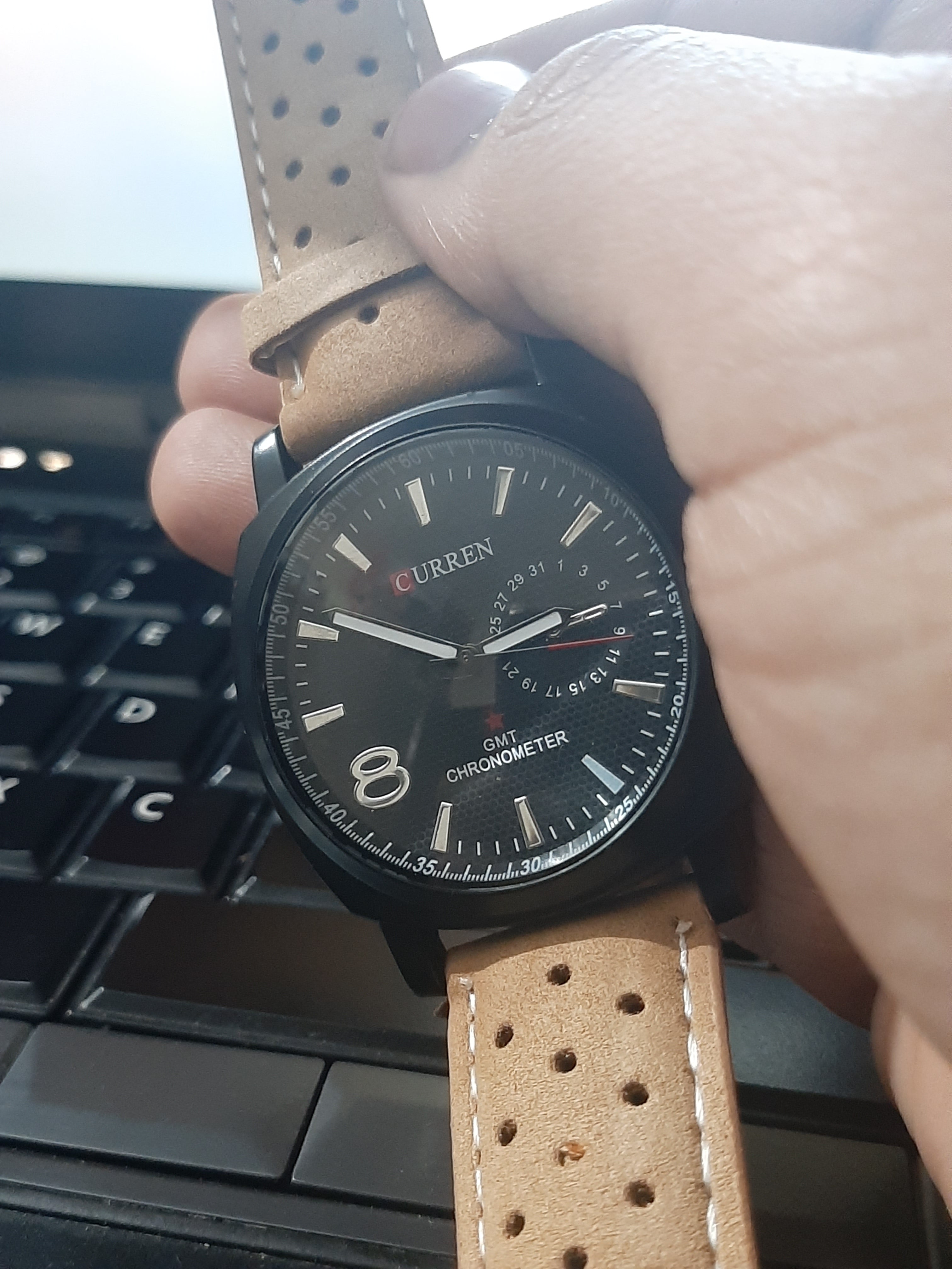 Brown Leather Strap Wrist Watch For Men