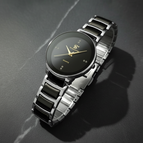 Centrix Chain Watch in Metallic Black with Golden/Silver Color Wrist Watch For Men