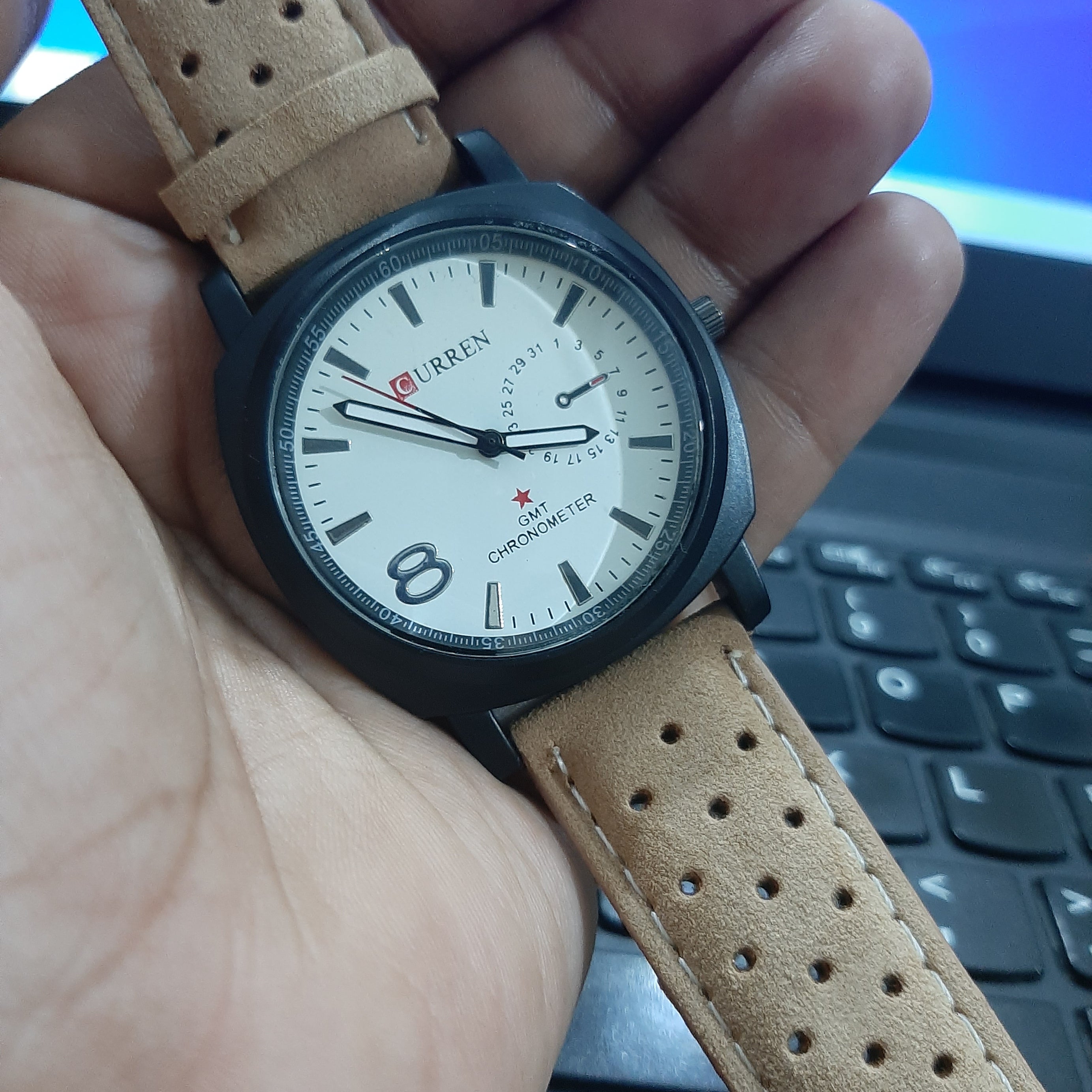 Brown Leather Strap Wrist Watch For Men