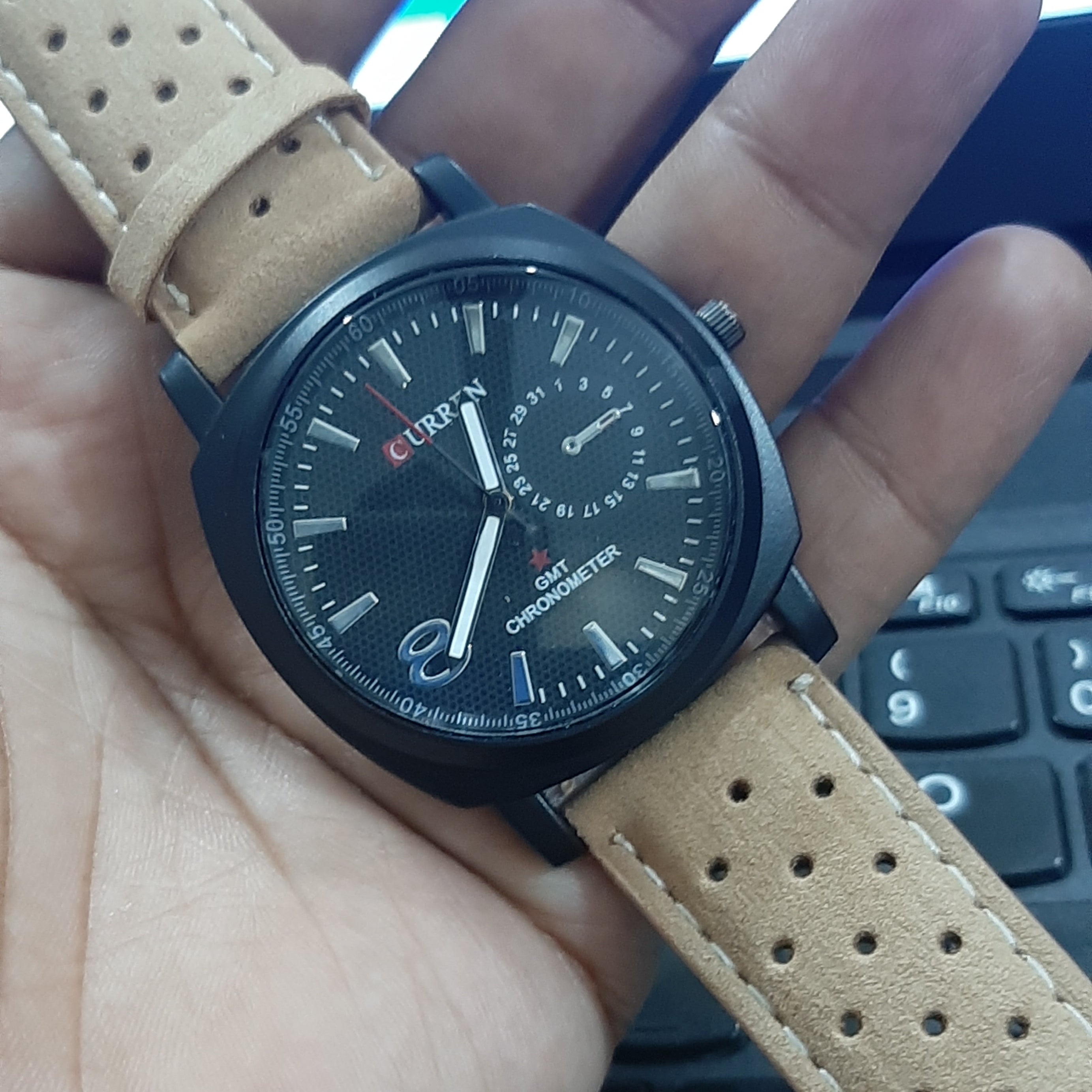 Brown Leather Strap Wrist Watch For Men