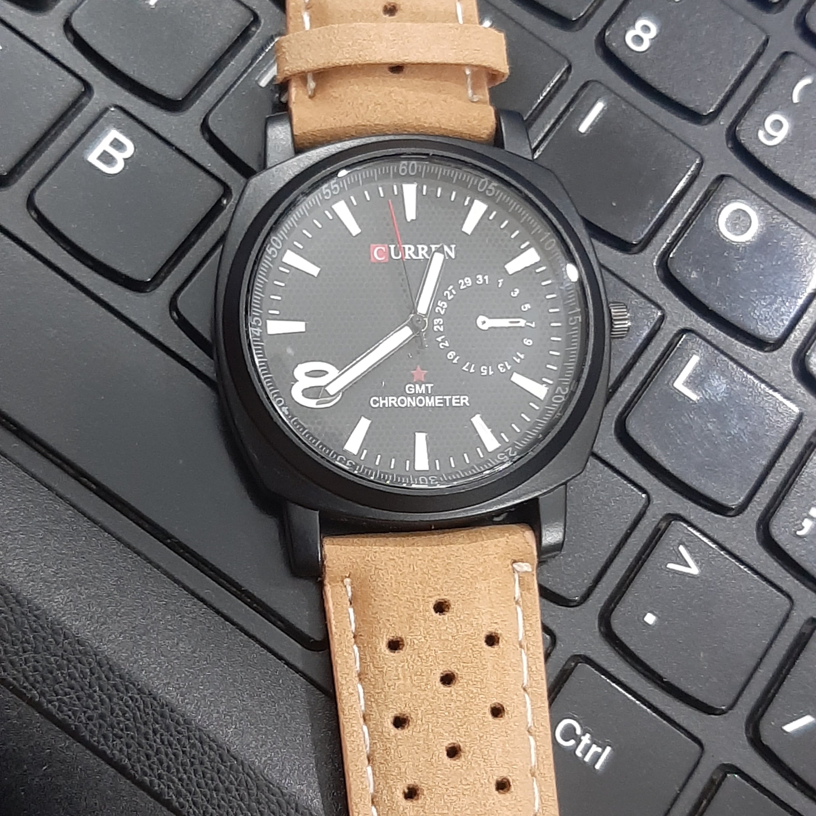 Brown Leather Strap Wrist Watch For Men