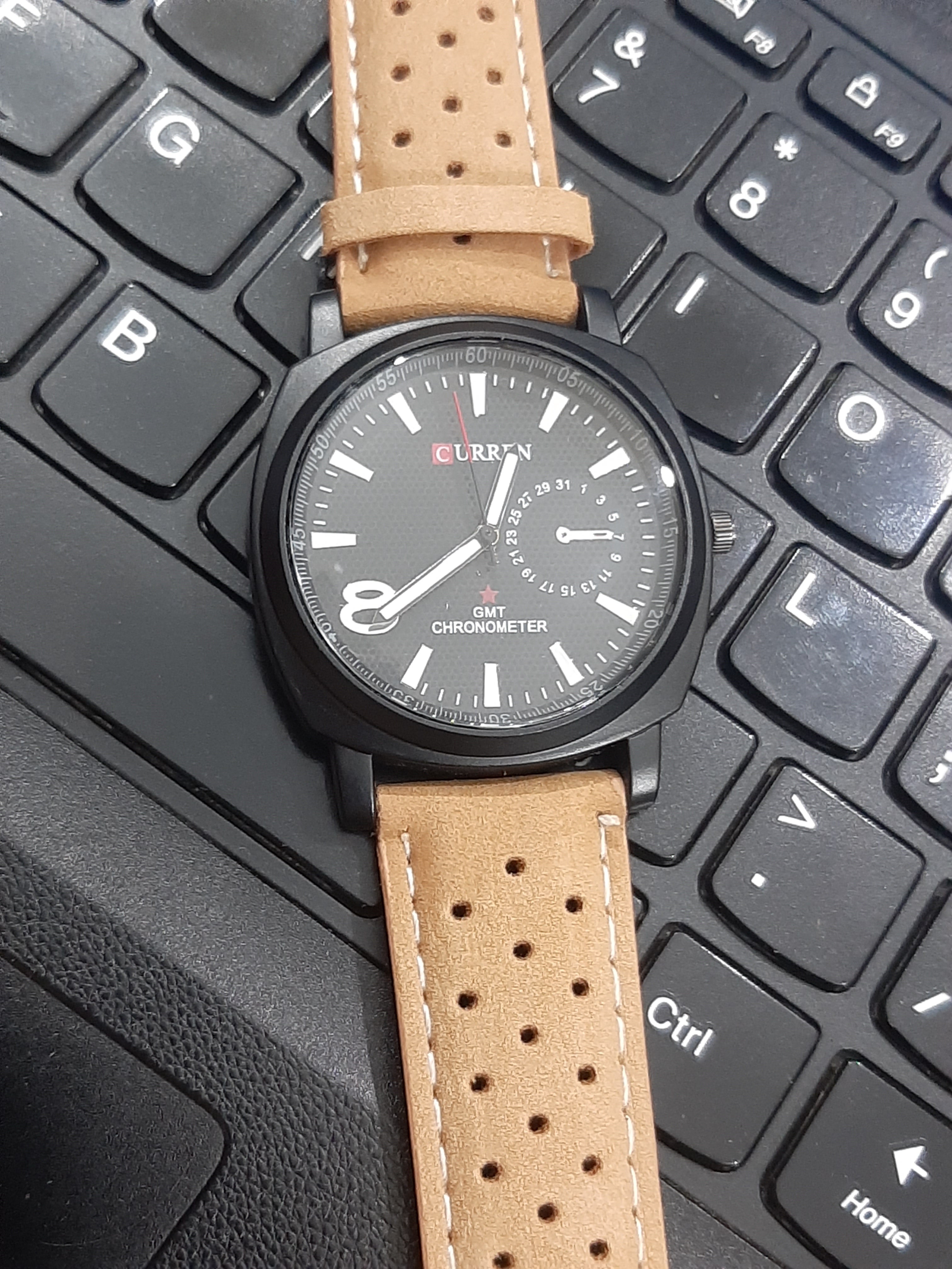 Brown Leather Strap Wrist Watch For Men