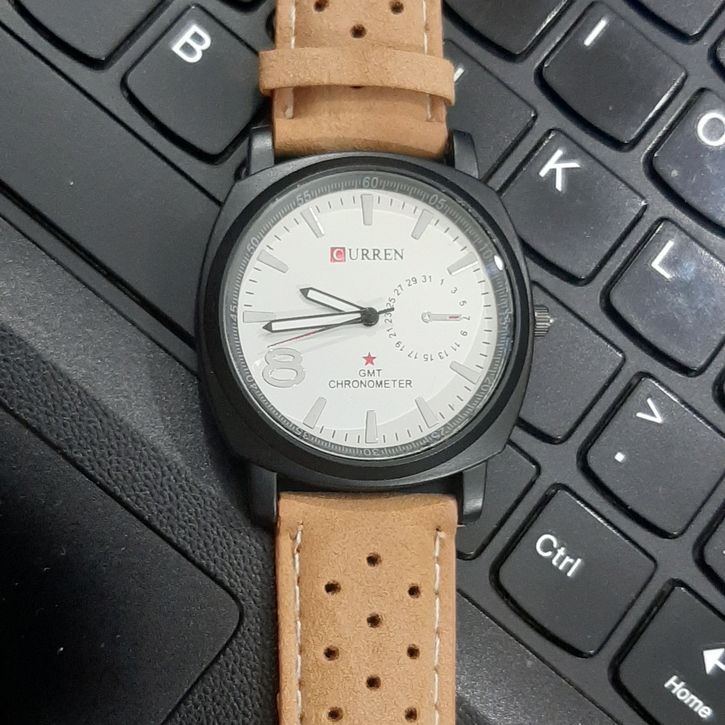 Brown Leather Strap Wrist Watch For Men