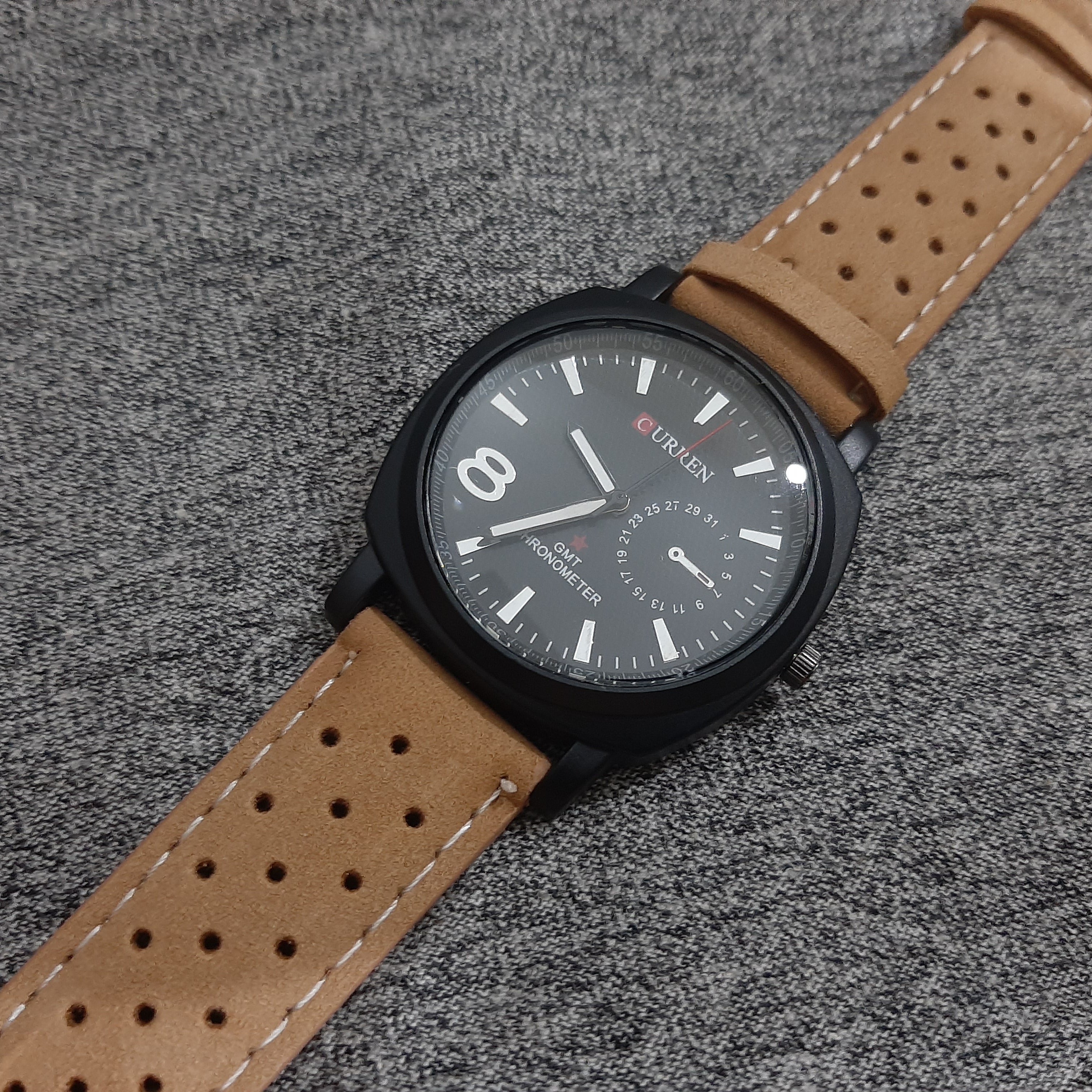 Brown Leather Strap Wrist Watch For Men