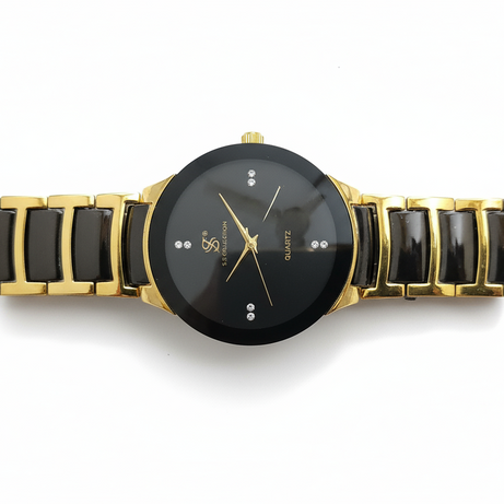 Centrix Chain Watch in Metallic Black with Golden/Silver Color Wrist Watch For Men