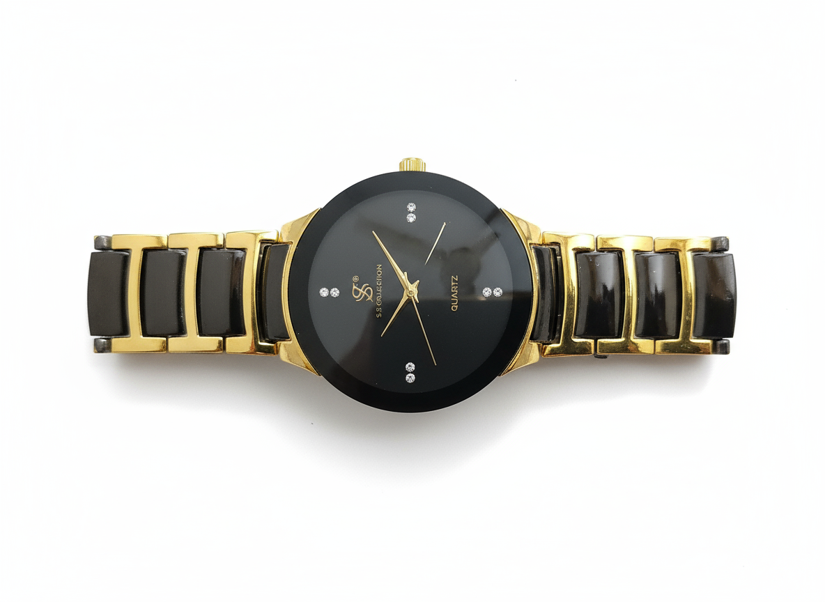 Centrix Chain Watch in Metallic Black with Golden/Silver Color Wrist Watch For Men