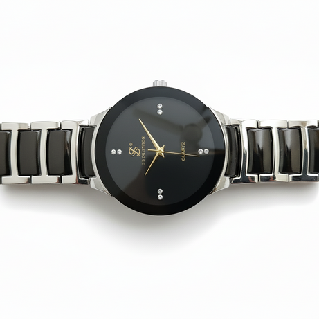 Centrix Chain Watch in Metallic Black with Golden/Silver Color Wrist Watch For Men