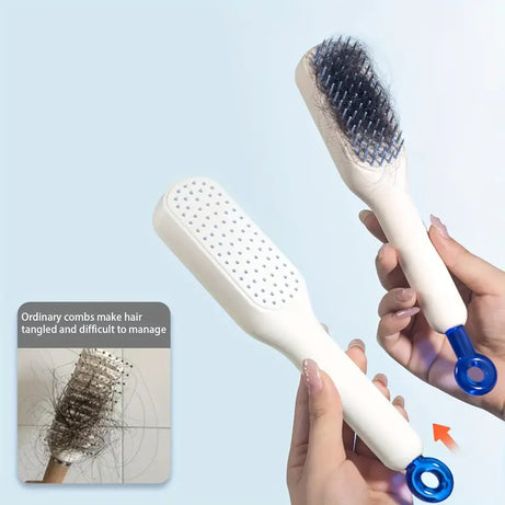 Self Cleaning Magic Retractable Hair Brush and Massage Anti-static, Cleaning Hair Smoothing and Beauty Hair