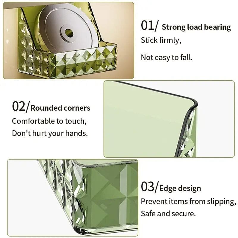 Multifunction Wall Mount Cosmetic Storage Box with Diamond Pattern