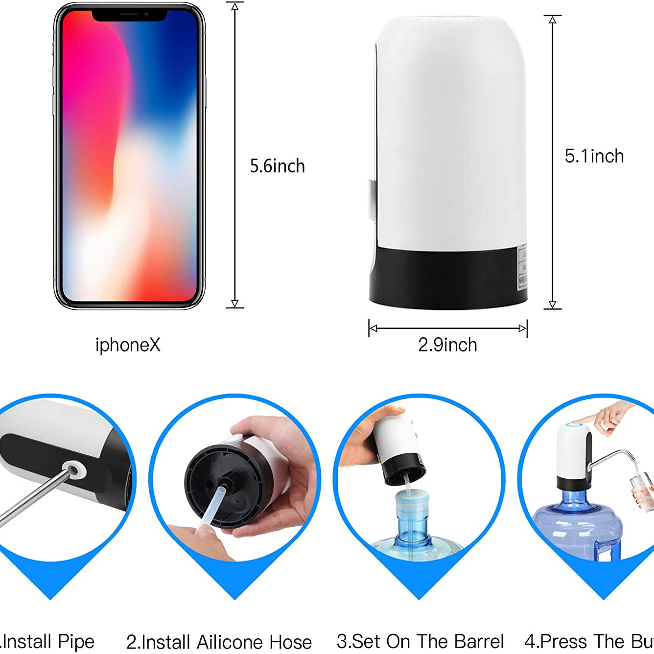 Electric Water Pump Dispenser with USB Auto Charging