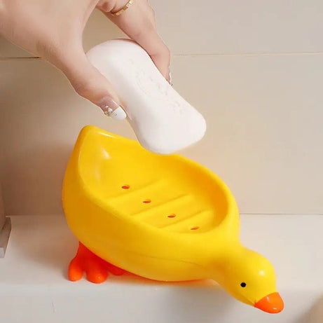 (Pack of 2) Adorable Soap Holder Dish Self Draining Water Resistant Duck Tray For Sink and Bathroom Countertop Accessories