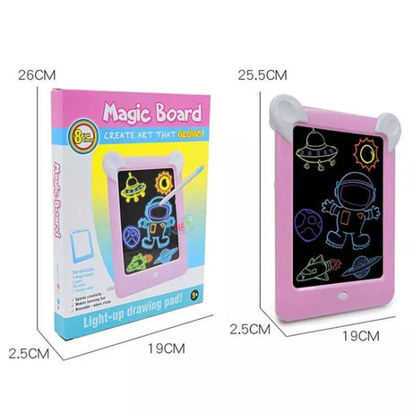 3D Magic Drawing Pad for Kids – 8 Light Effects Glow Sketch Tablet with Pens