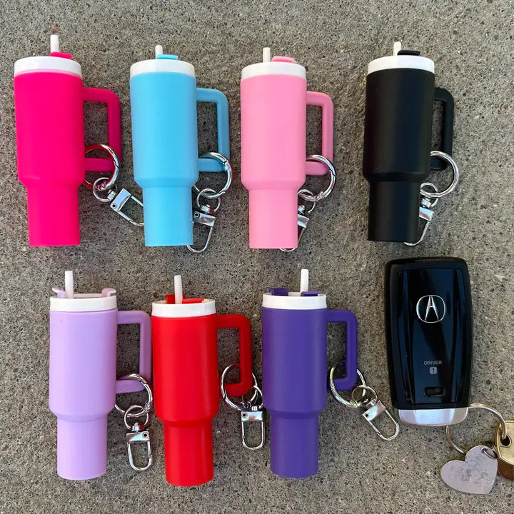 Mini Stanley Style Tumbler Keychain with Mini Storage