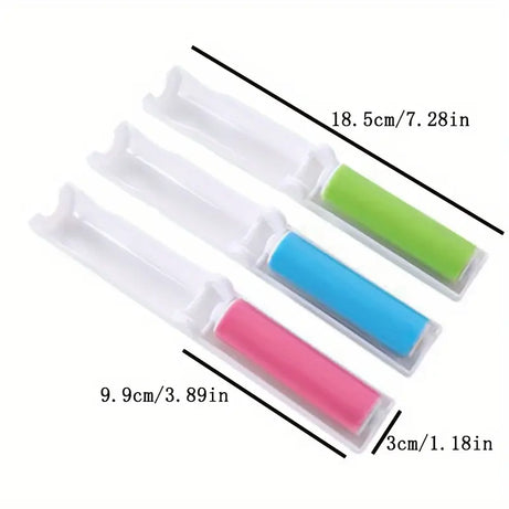 (Pack of 3) Mini Pocket Compact and Portable Lint Roller with Washable Refill