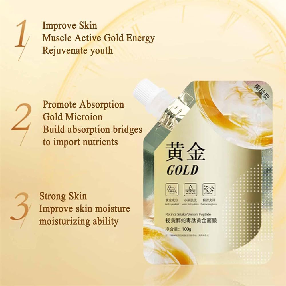 Anti-Aging Peel off Gold Face Mask Retinol Snake Venom Peptide for Blackheads and Pores Moisturizing