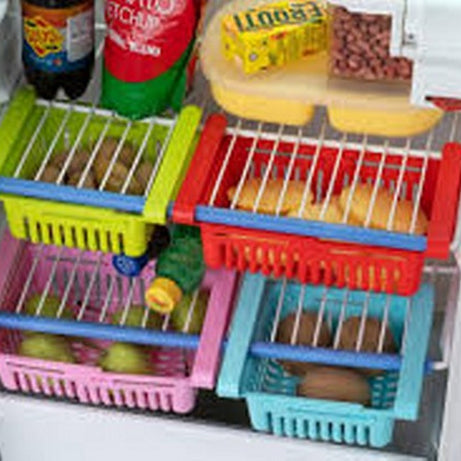 Buy 2 get 2 free Adjustable Fridge Storage Basket Racks & Sliding Tray 4 Pcs in Just Rs 1199