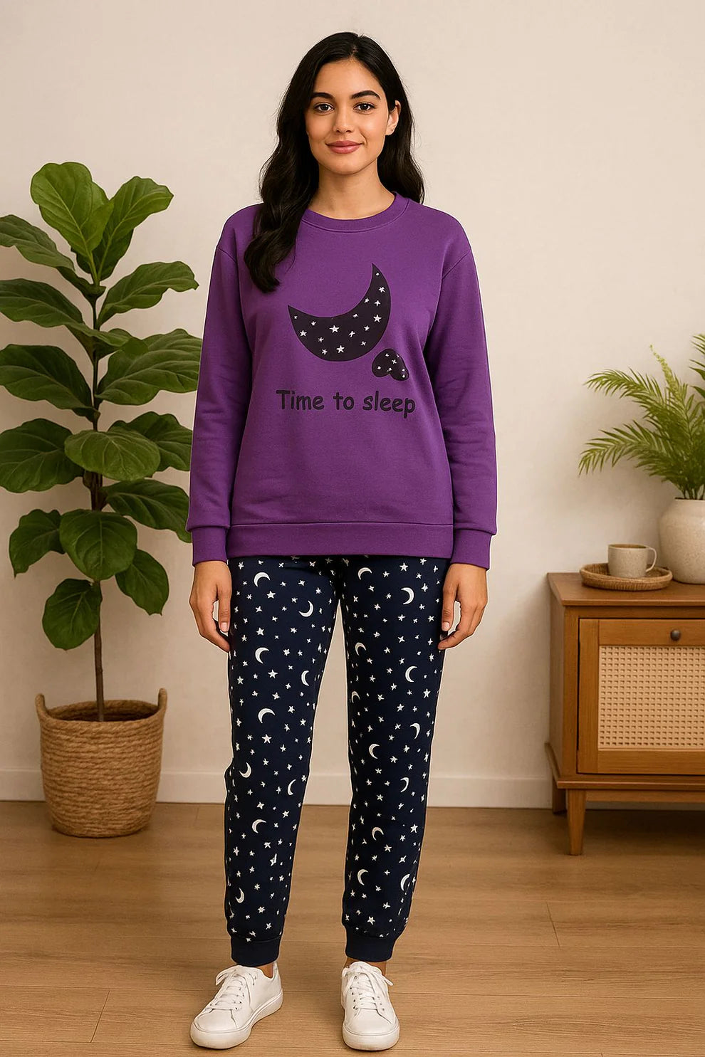 Winter Purple Time To Sleep Co-Ord Set Night Suit