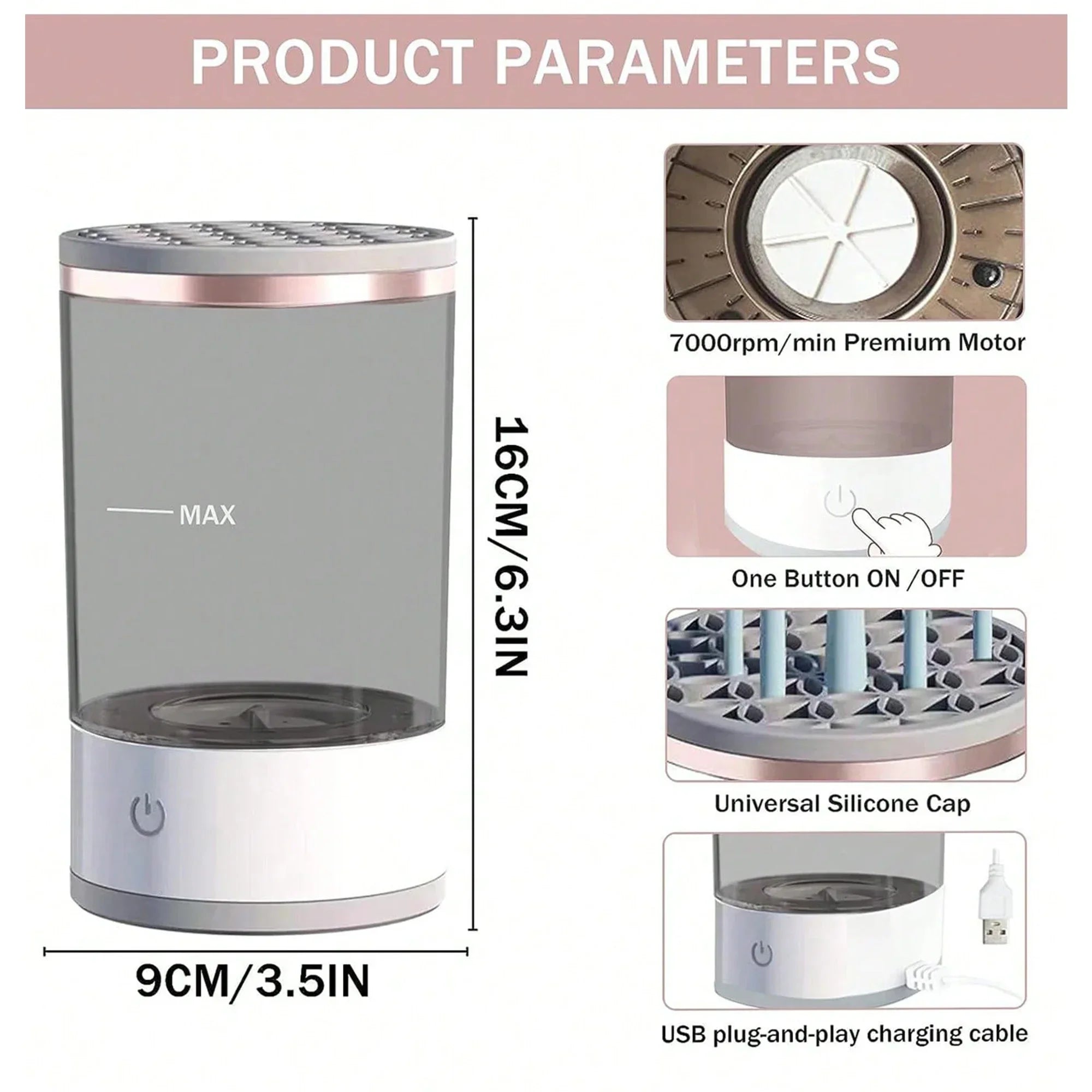 3 in 1 Automatic Rechargeable Electric Stand Makeup Brush Cleaner and Dryer For Women