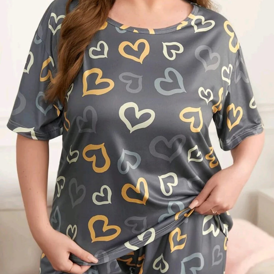 Multi Color Hearts on Gray Nightwear