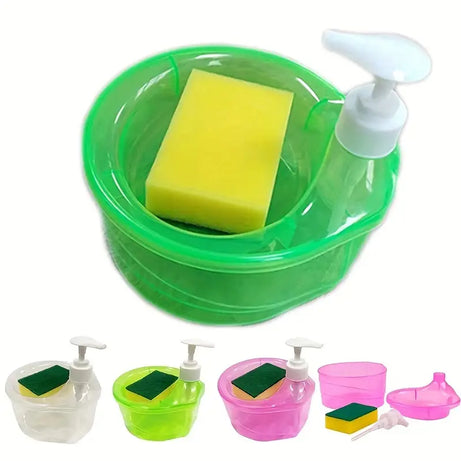 2 in 1 Soap Dispenser And Scrubber Holder With Sponge Cady For Home and Outdoor Use