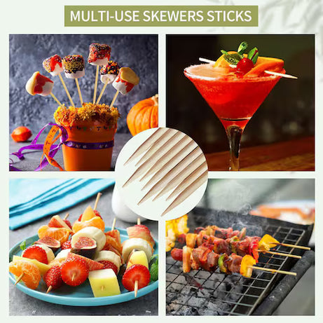 Pack Of 100 Wooden Skewers Sticks for BBQ