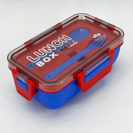 Plastic Kendy 2 Portion Tiffin and Lunch Box with Spoon and Fork with Box for Kids