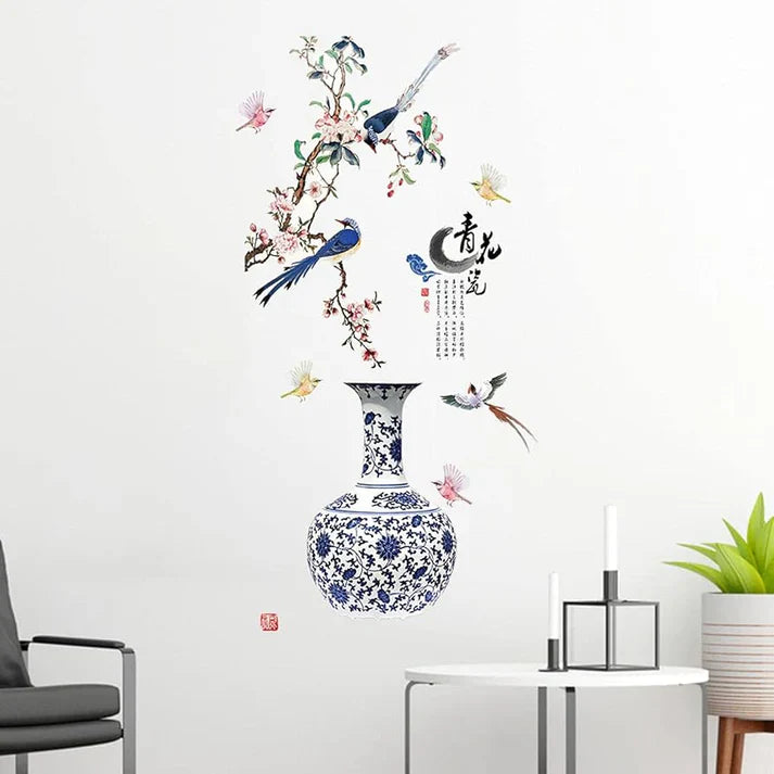 3D Flower Vase Wall Sticker – Elegant Removable Home Decor