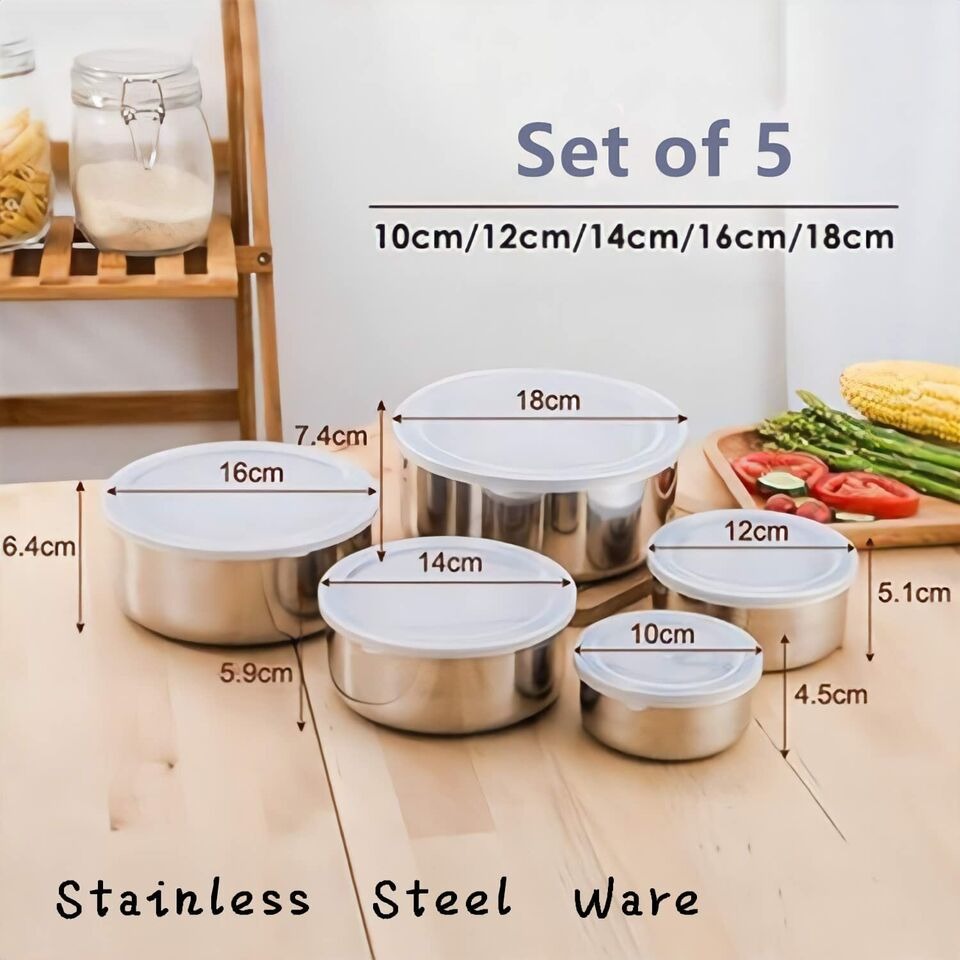 Fresh Box Set 5-Piece | Stainless Steel Food Storage Containers