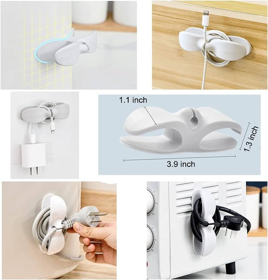 (Pack of 2) Wire Cable Organizer Clip Adhesive Cord Storage Wrapper Winder