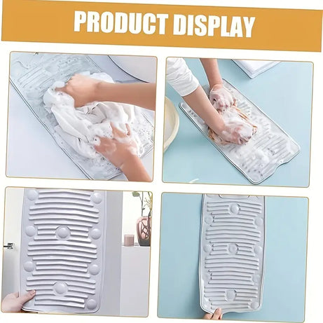 Portable Silicone Non Slip Foldable Laundry Pad Washboard Mat with Suction Cup For Home and Outdoor Use