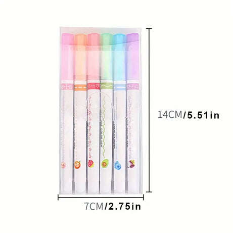 (Pack of 6) Linear Roller Design Color Pen