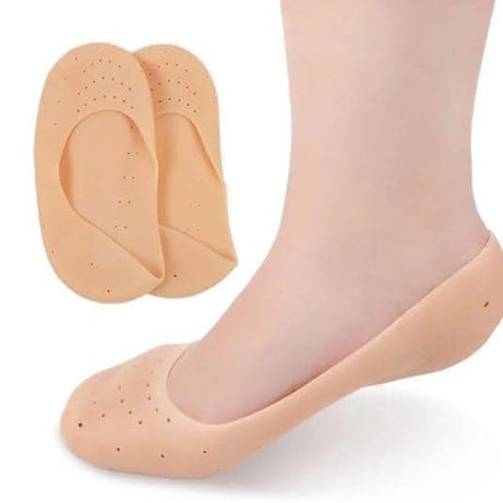 2 Silicon Heel Pads and 2 Socks Imported Washable and Reusable for Revitalizing and Moisturizing Cracked Feet